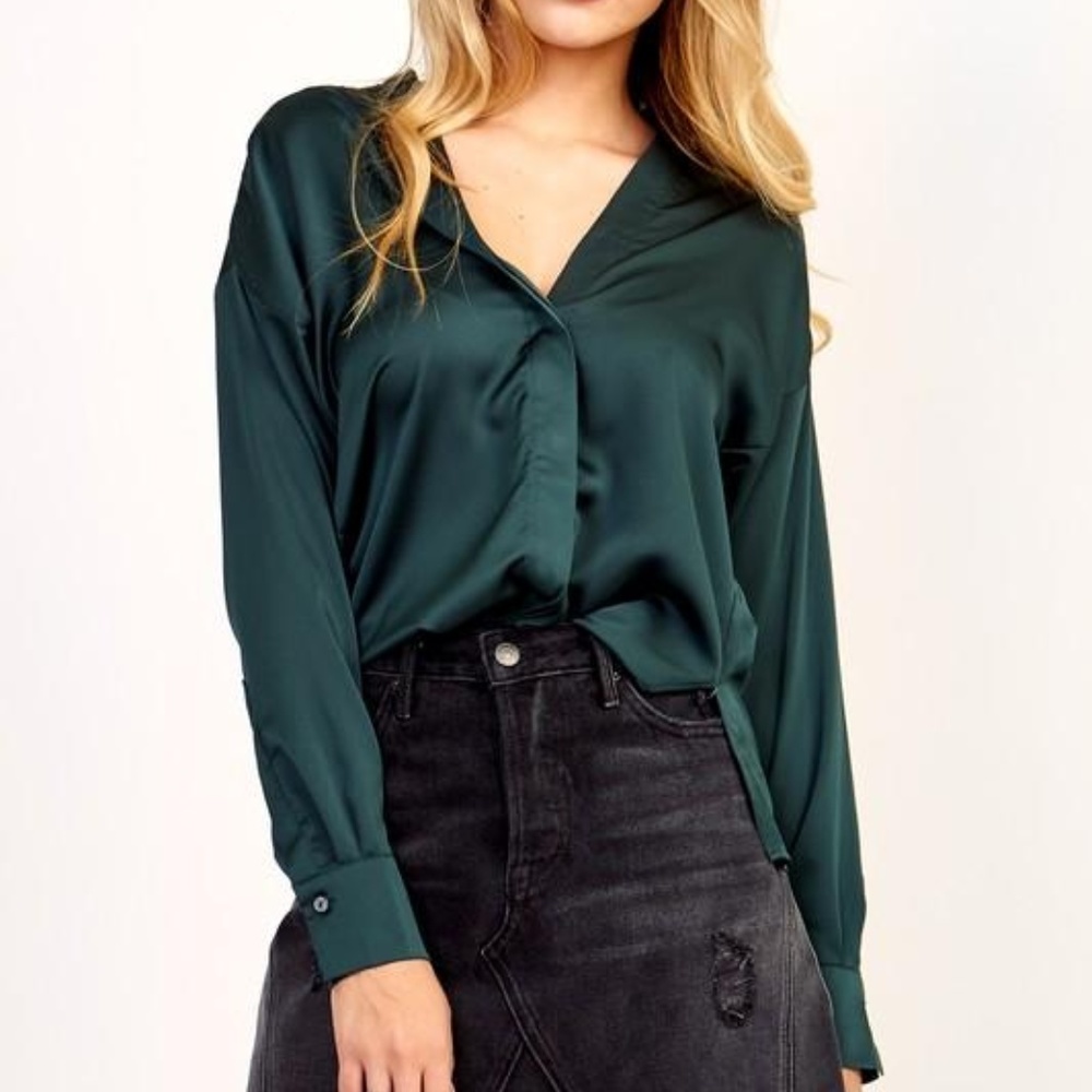 Karlie Emerald Satin Top